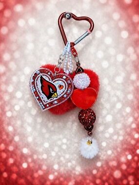 Arizona Cardinals Red Heart Keychain Charm